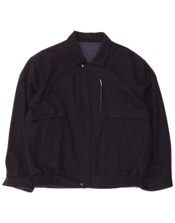 Vintage hombres bomber chaqueta Reino Unido 42 XL azul marino
