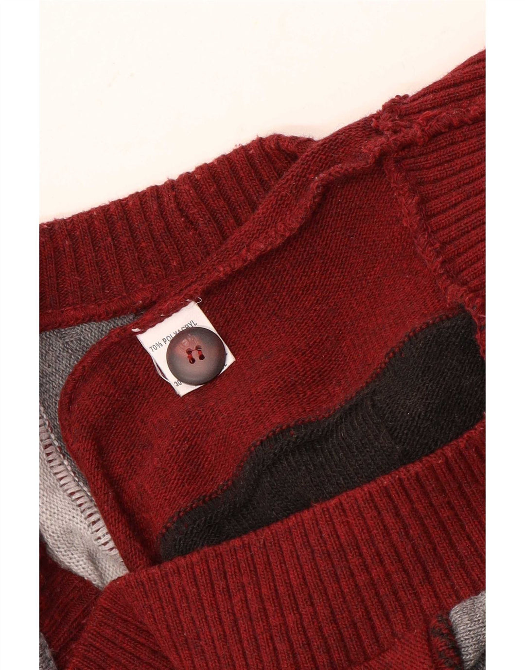 Vintage Mens Cardigan Sweater Large Multicoloured Striped Acrylic