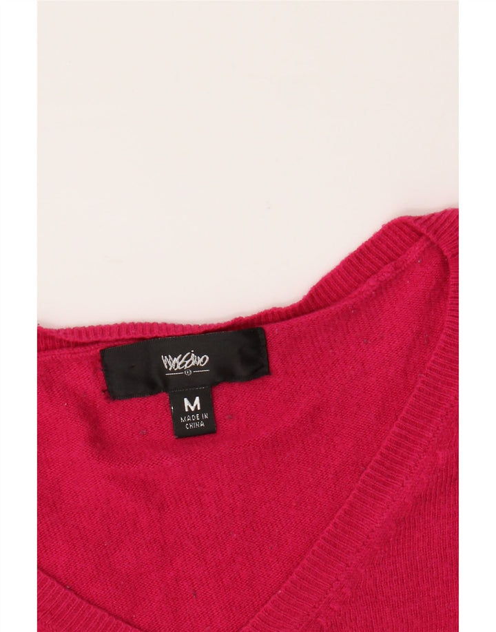 MOSSIMO Womens V-Neck Jumper Sweater UK 12 Medium Pink Nylon Vintage Mossimo and Second-Hand Mossimo from Messina Hembry 
