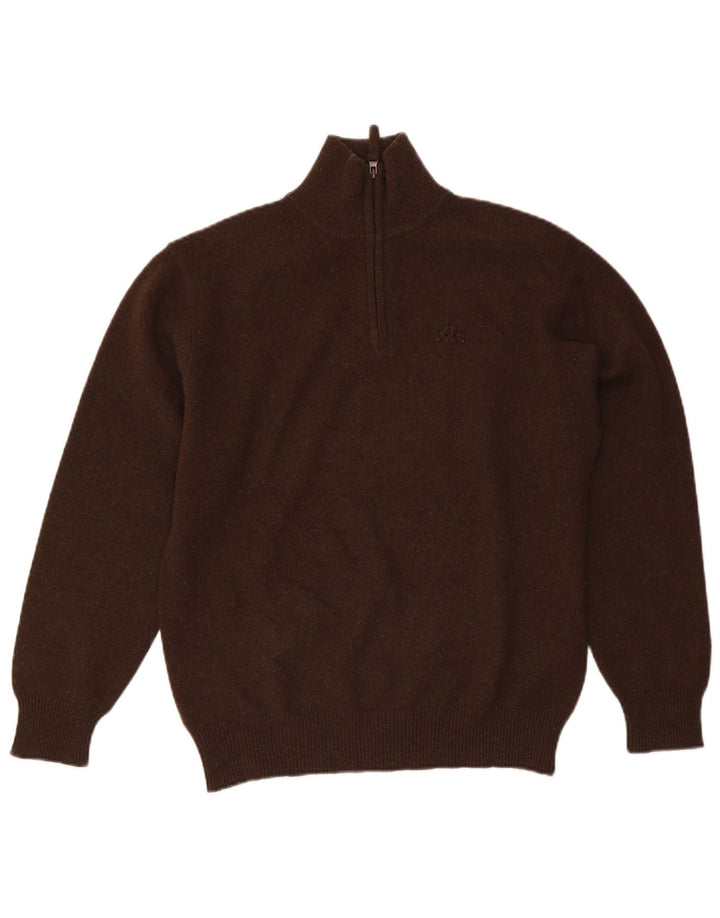 Maglione Kappa da uomo con zip e collo in lana marrone medio