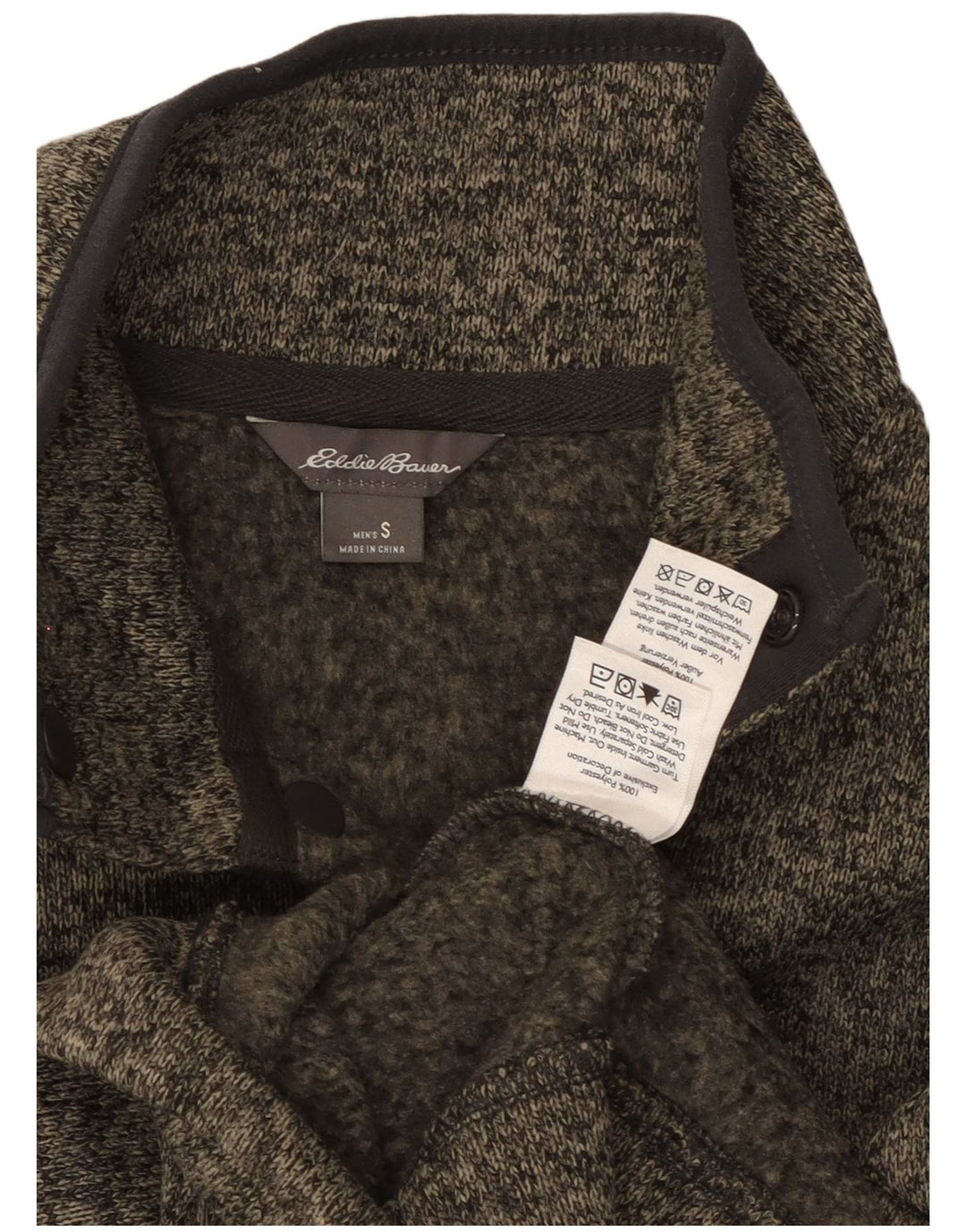 Eddie Bauer Sweat-shirt à col boutonné pour homme Petit polyester moucheté gris