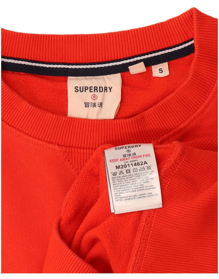 SUPERDRY Mens Sweatshirt Jumper Small Orange Cotton