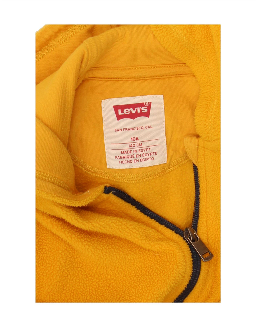 LEVI'S Boys Zip Hoodie Sweater 9-10 Years Yellow Vintage Levi's and Second-Hand Levi's from Messina Hembry 