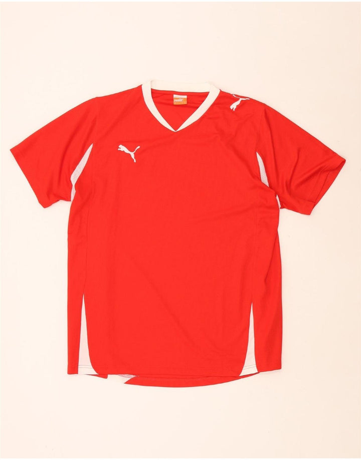 PUMA Mens T-Shirt Top Large Red Colourblock Vintage Puma and Second-Hand Puma from Messina Hembry 