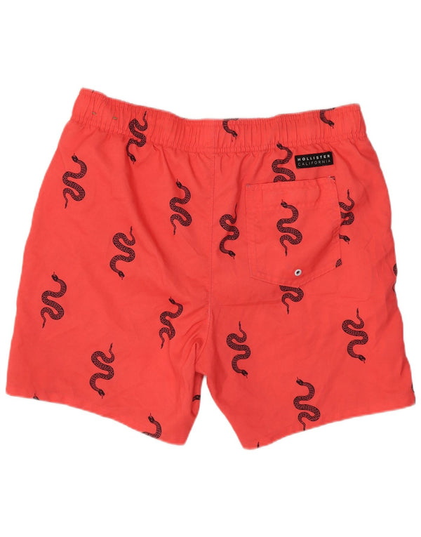 Hollister Mens Abstract Pattern Swimming Shorts Small Red Polyester Beach