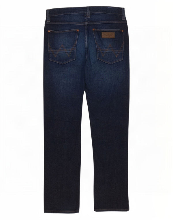 Wrangler Mens Crank Straight Jeans W32 L32 Navy Blue Cotton
