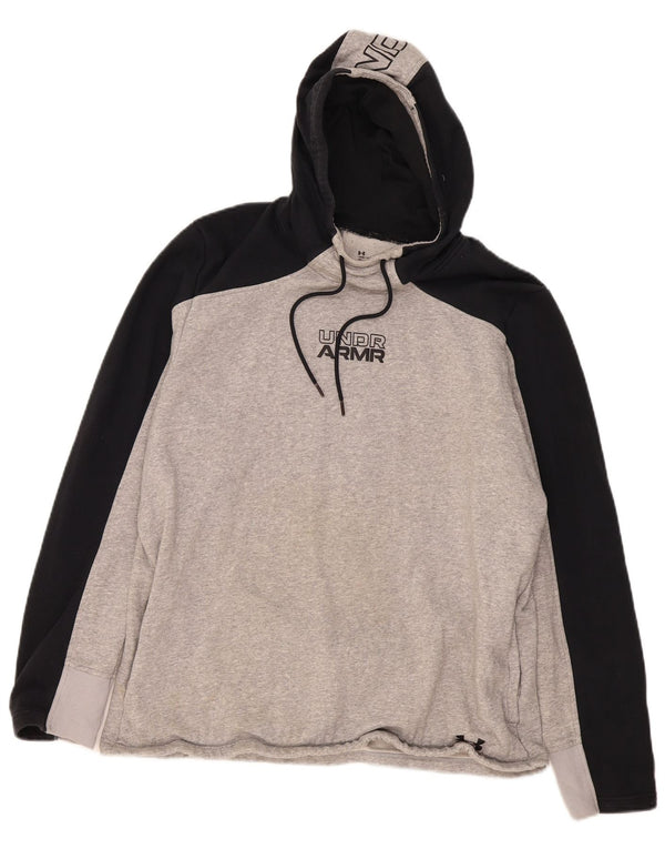 Under Armour Mens Graphic Hoodie Jumper XL Grey Colourblock Cotton