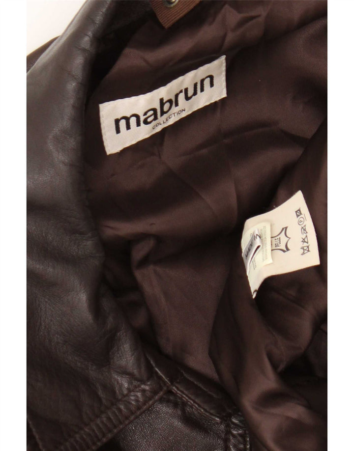 Mabrun Womens Leather Coat UK 16 Large Brown Leather