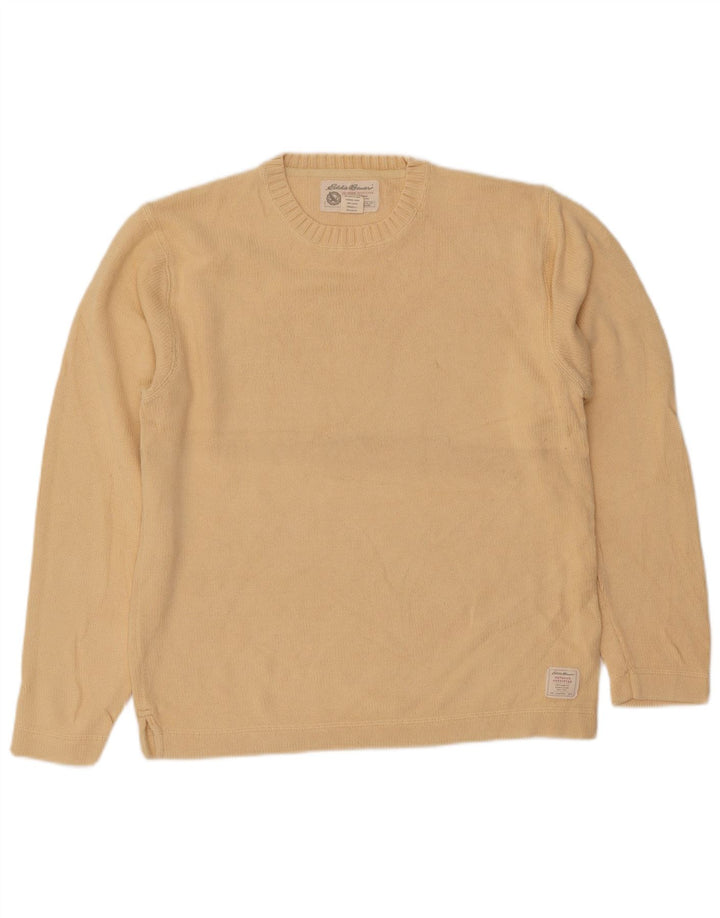 Eddie Bauer Mens Crew Neck Jumper Sweater Small Yellow Cotton