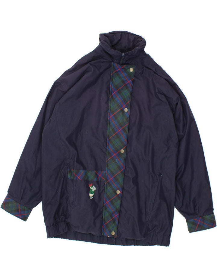 ANGELA Womens Windbreaker Jacket UK 16 Large Navy Blue Polyester Vintage angela and Second-Hand angela from Messina Hembry 