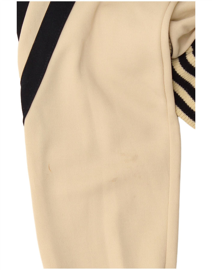 Vintage Womens Tracksuit Top Jacket UK 14 Medium Beige Colourblock