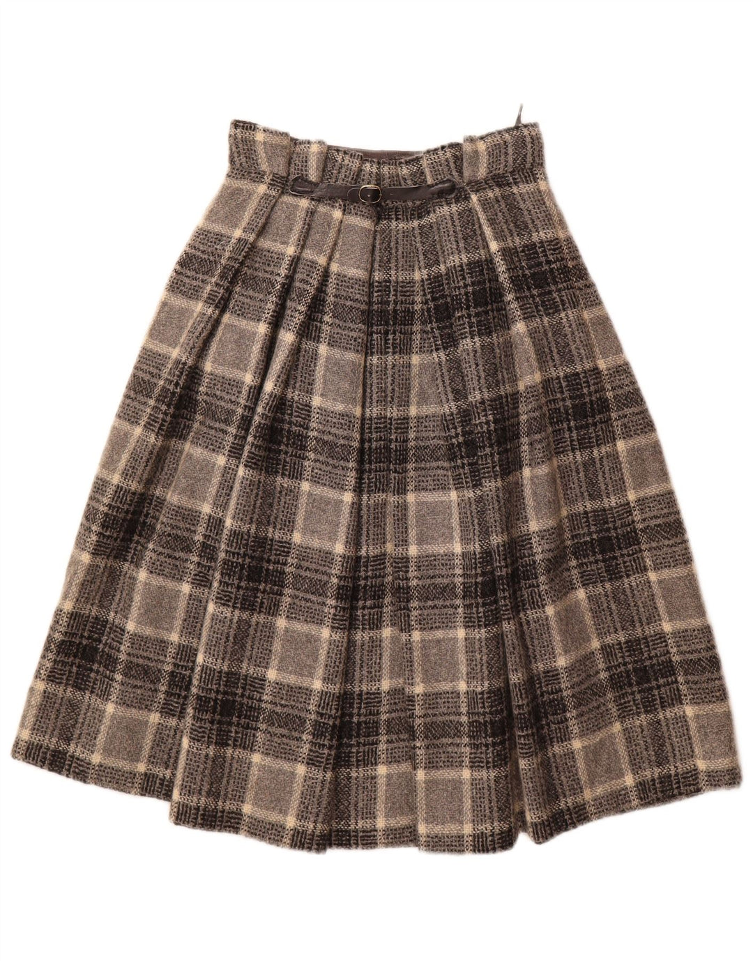Vintage Womens Pleated A-Line Skirt W26 Small Grey Check