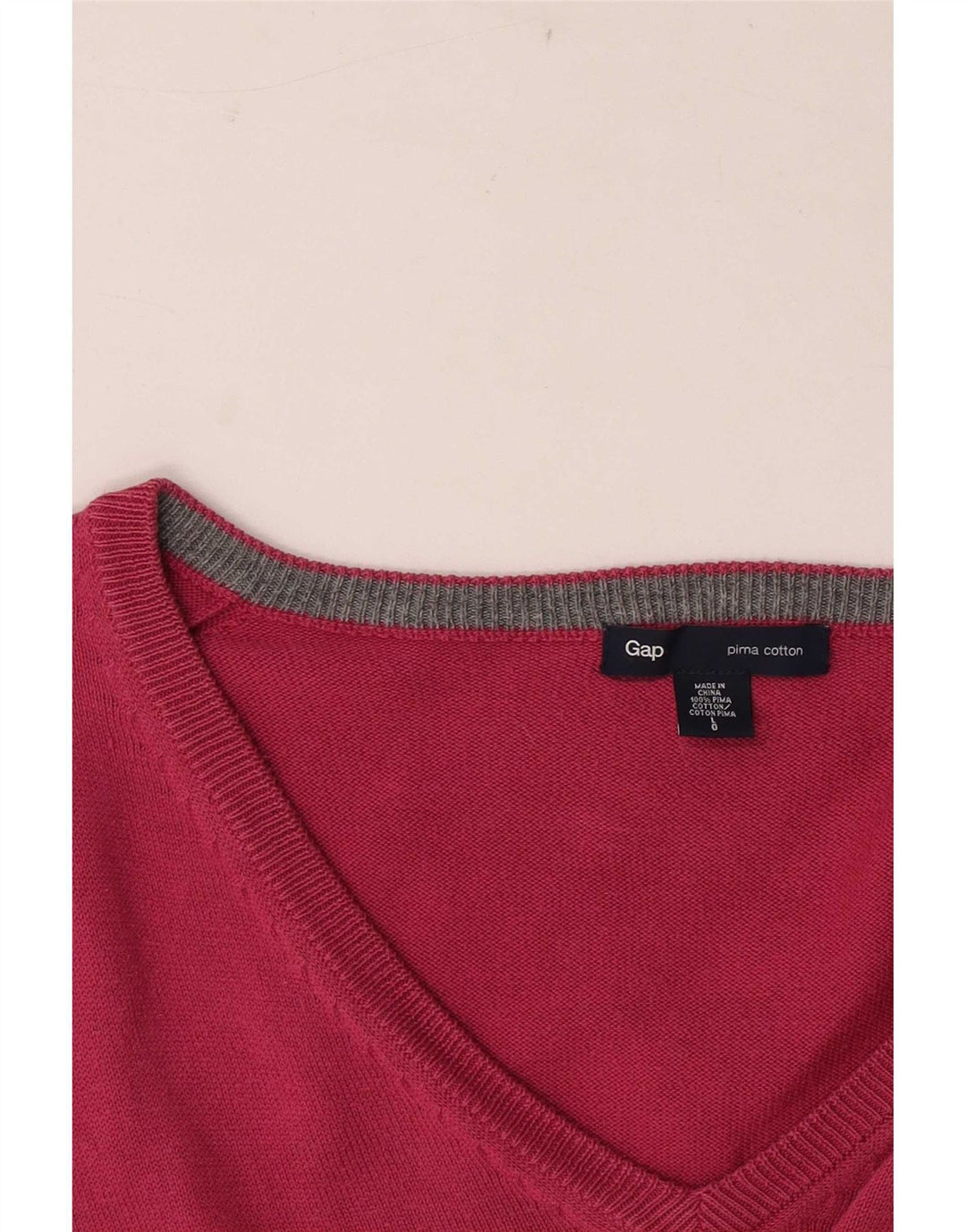 Gap Mens V-Neck Jumper Sweater Large Pink Cotton