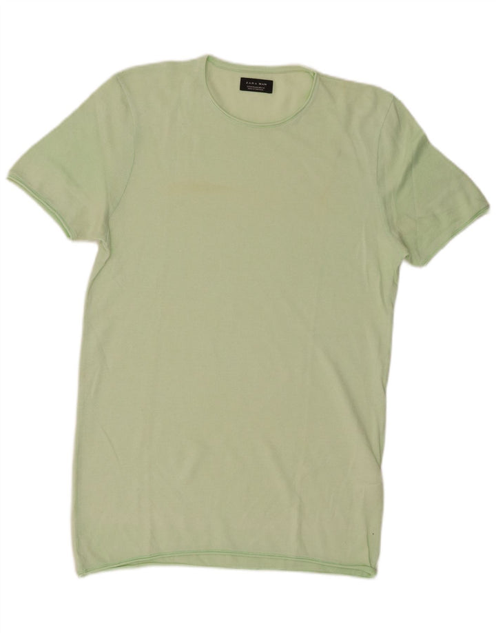 Zara Mens T-Shirt Top Medium Green Cotton