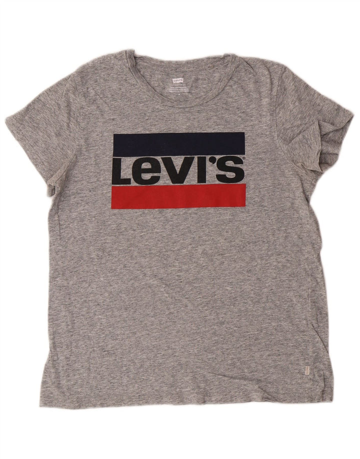 Levi's Womens Graphic T-Shirt Top UK 14 Medium Grey Flecked