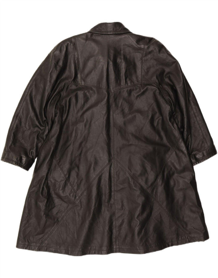 VINCENT Womens Oversized Leather Coat IT 44 Medium Black Leather Vintage Vincent and Second-Hand Vincent from Messina Hembry 