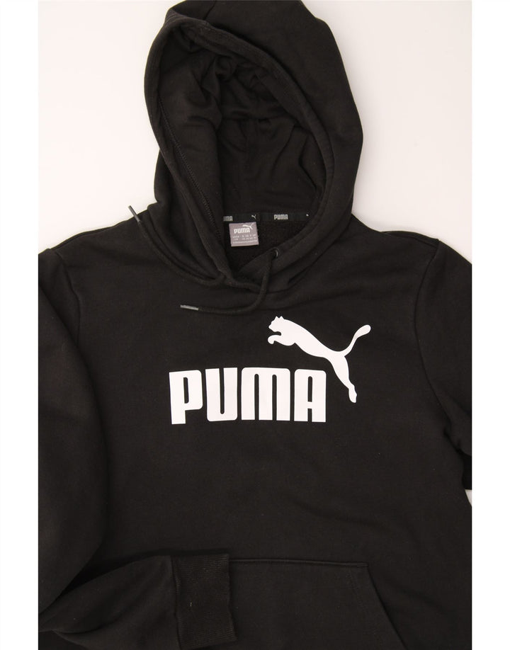 PUMA Womens Graphic Hoodie Jumper UK 14 Medium Black Polyester Vintage Puma and Second-Hand Puma from Messina Hembry 