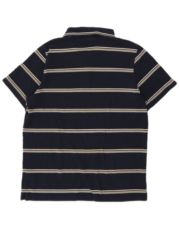 Reebok Polo Homme Large Bleu Marine Rayé Coton