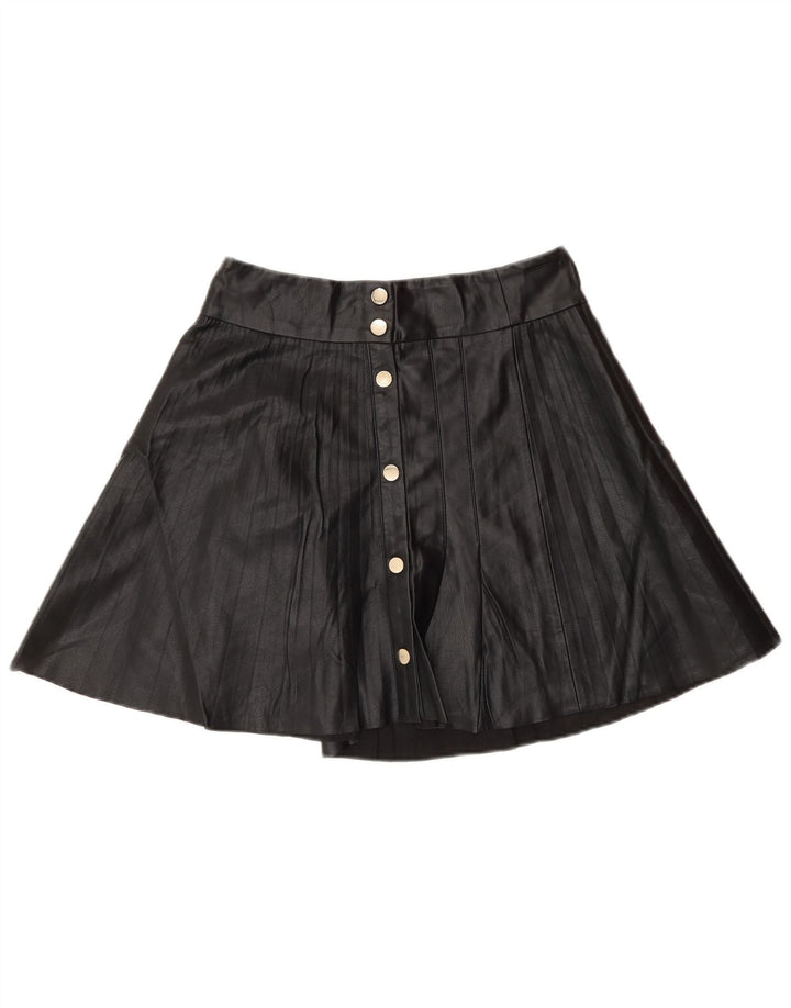 Zara Womens Faux Leather Mini Skirt Small W26  Black Polyester