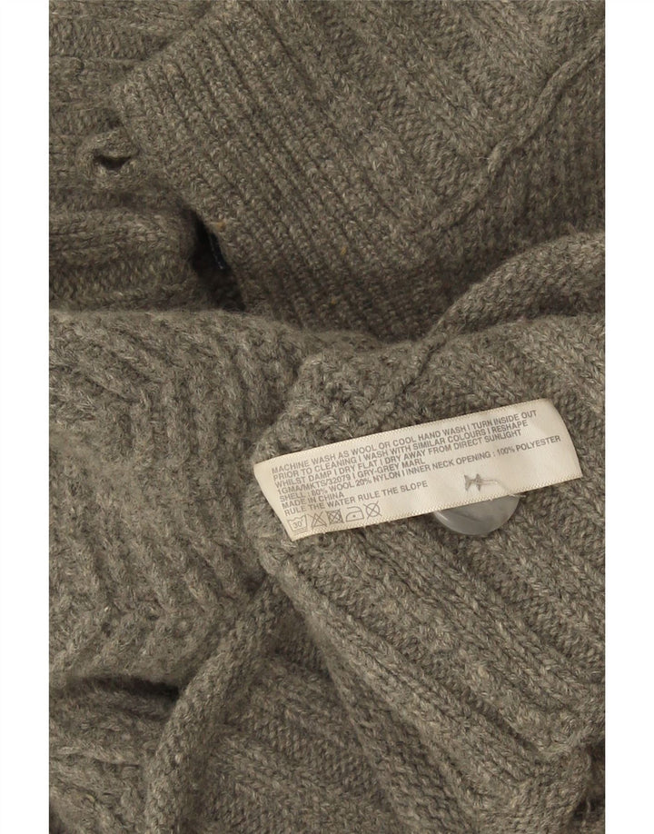 FED FACE Herre Button Neck Jumper Sweater 2XL Grå Sildebensuld