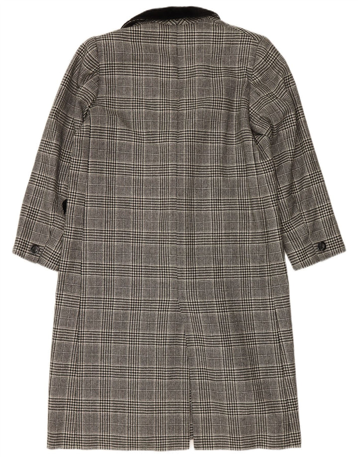 VINTAGE Womens Overcoat UK 14 Large Grey Houndstooth