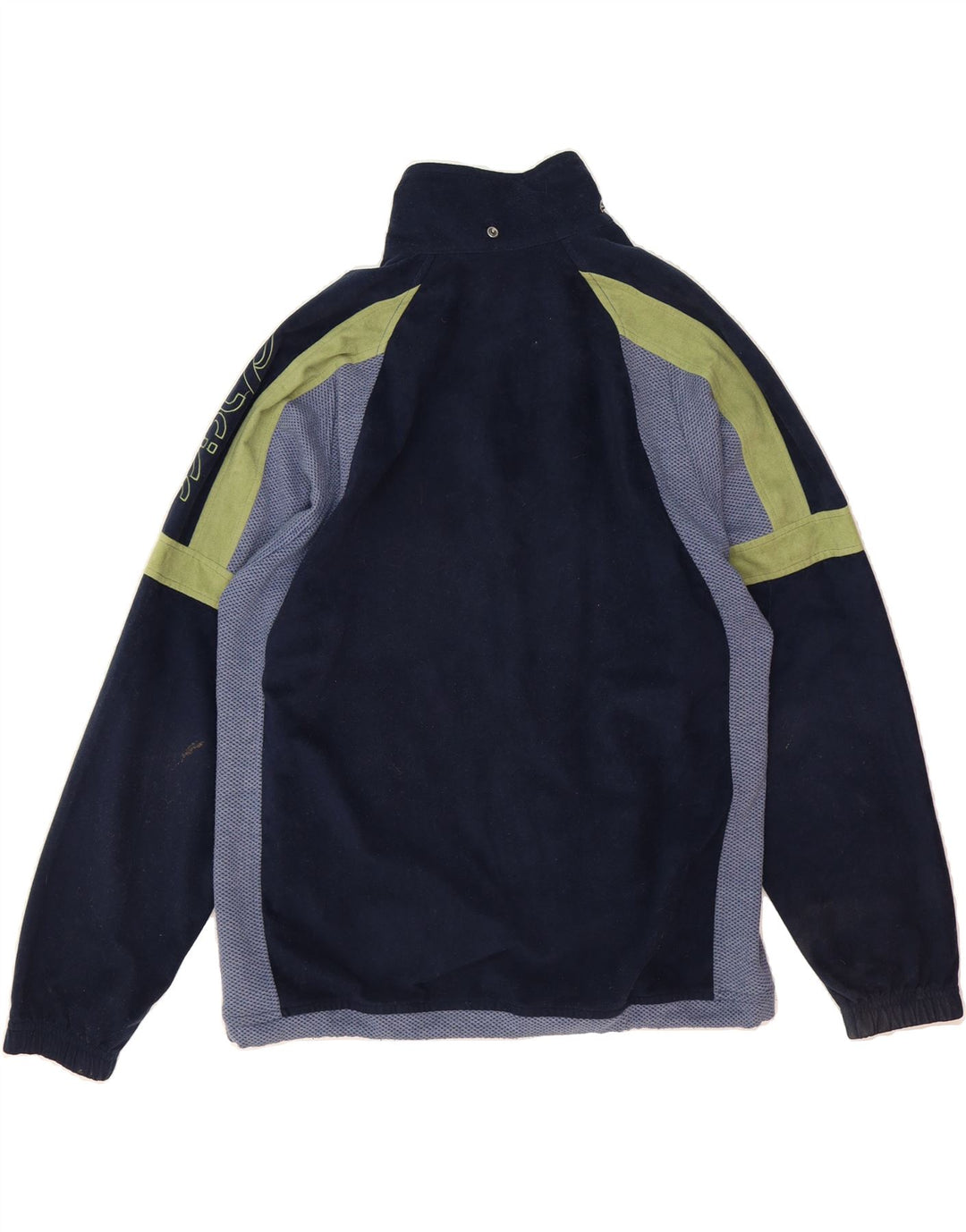 ASICS Mens Tracksuit Top Jacket Small Navy Blue Colourblock Vintage Asics and Second-Hand Asics from Messina Hembry 