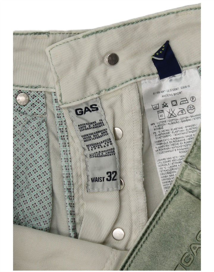 Gas Mens Denim Shorts W32 Medium Green Cotton