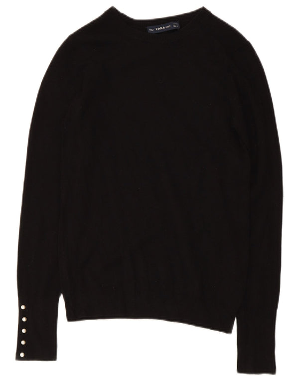 Zara Dame Boat Neck Jumper Sweater UK 8 Small Black