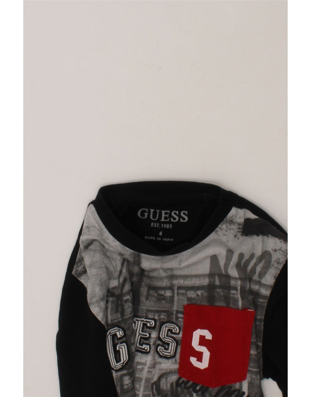 GUESS Boys Graphic Top Long Sleeve 3-4 Years Black Vintage Guess and Second-Hand Guess from Messina Hembry 