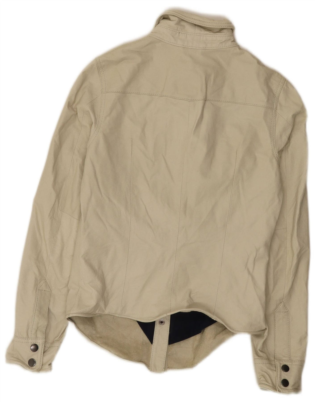 Giacca in pelle vintage da donna EU 36 piccola beige