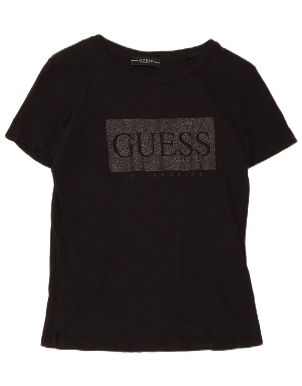 Guess T-shirt grafica da donna Top UK 10 Small Nera
