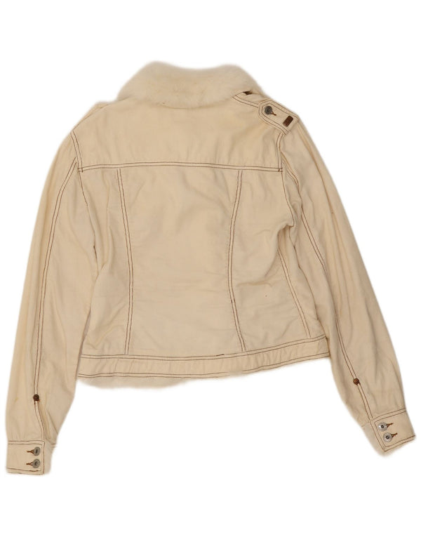 Guess Женская куртка-бомбер в стиле милитари UK 18 XL из белого хлопка