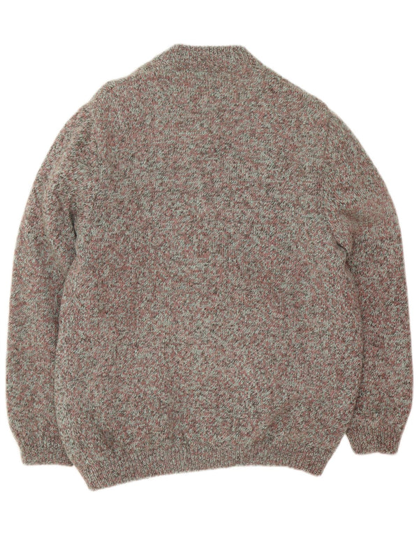 Vintage herre cardigan sweater stor flerfarvet flækket
