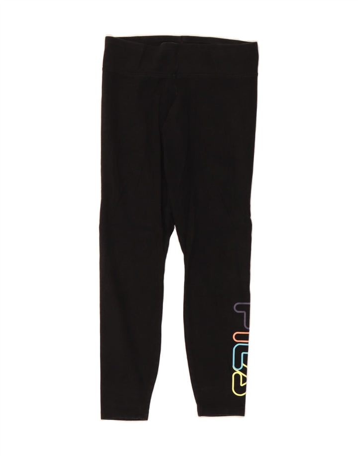 FILA Womens Graphic Leggings UK 10 Small  Black Vintage Fila and Second-Hand Fila from Messina Hembry 