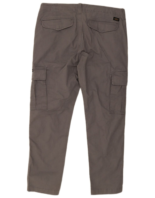 Calças Superdry Mens Slim Cargo W36 L32 Algodão Cinza