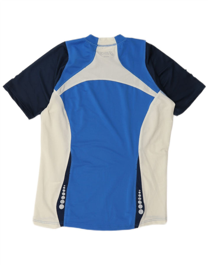 Asics Mens T-Shirt Top Medium Blue Colourblock Polyester
