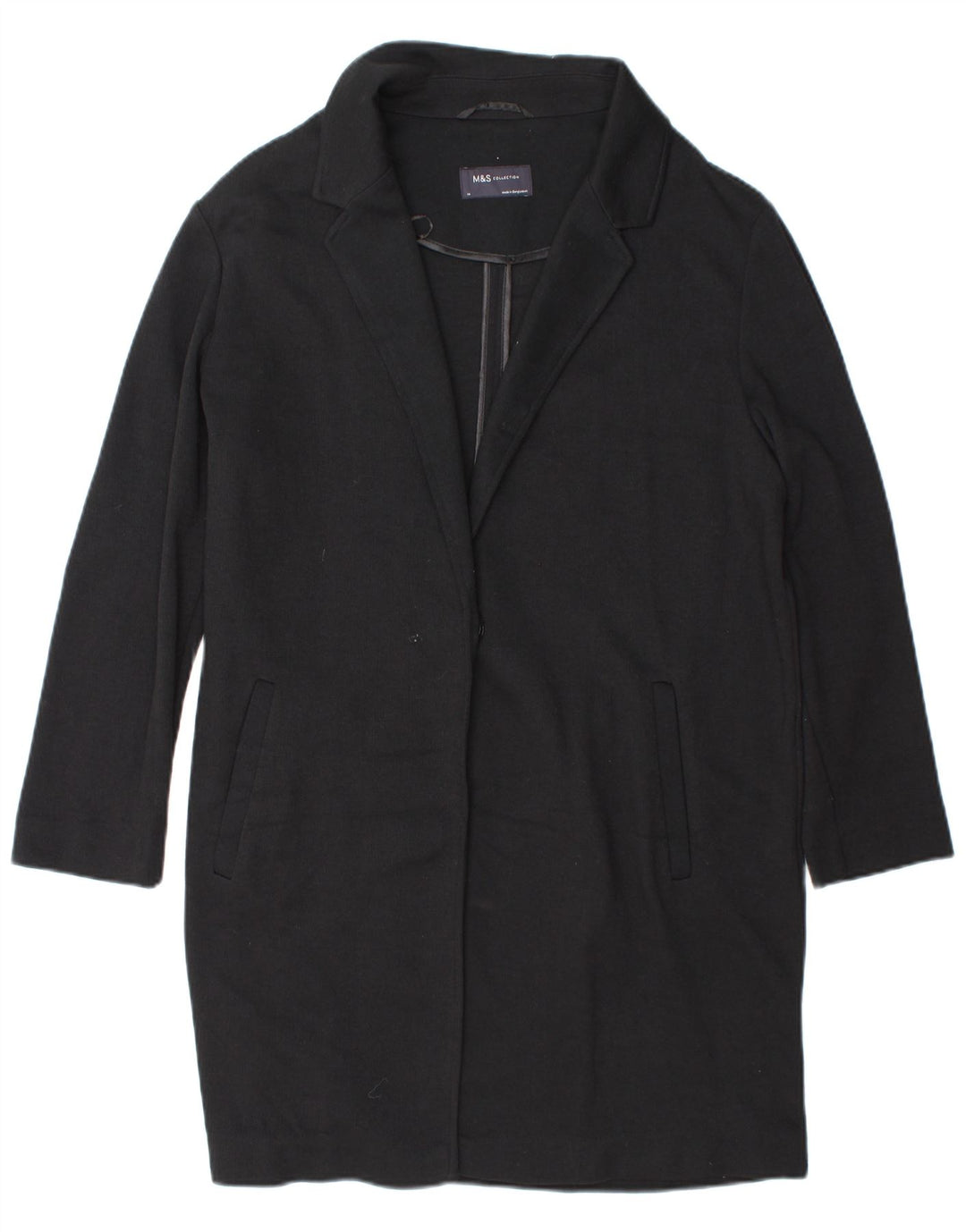 Marks & Spencer Womens Oversized Overcoat UK 14 Large Navy Blue Polyester