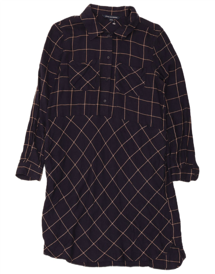 French Connection Womens Pullover Shirt Dress UK 10 Small Navy Blue Check