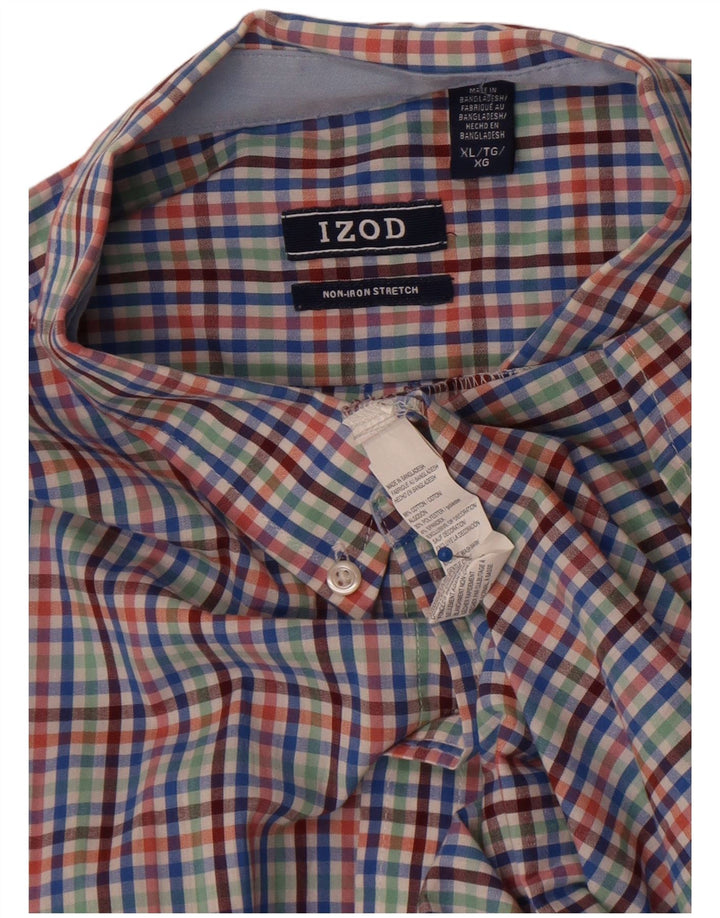 Izod Mens Shirt XL Multicoloured Gingham Cotton