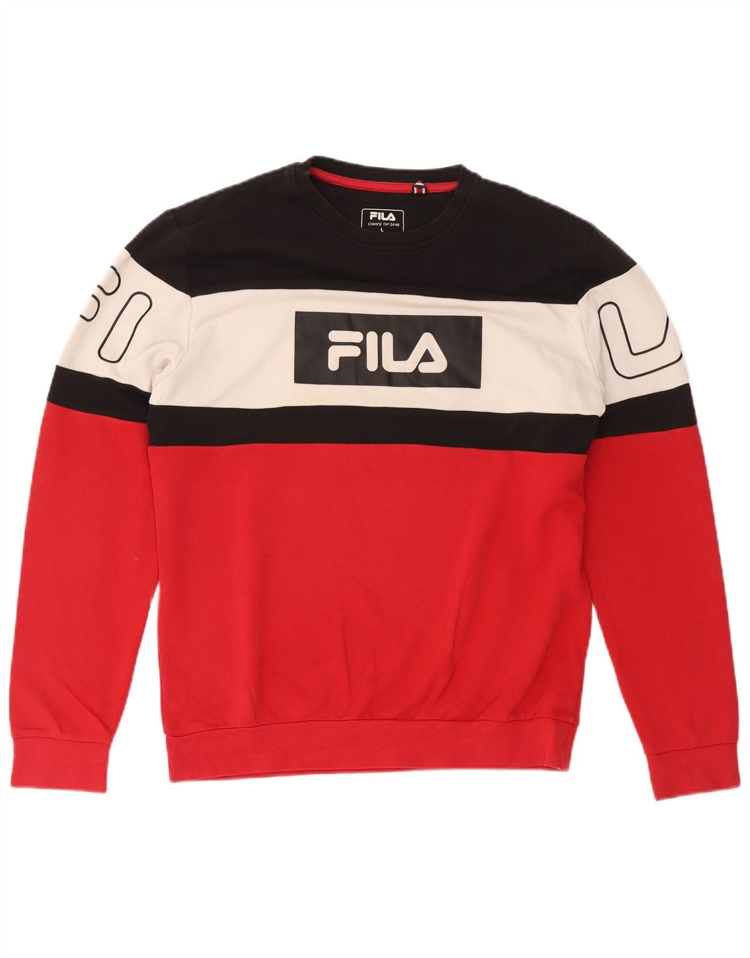 Fila Mens Graphic Sweatshirt Jumper Large Red Colourblock Cotton
