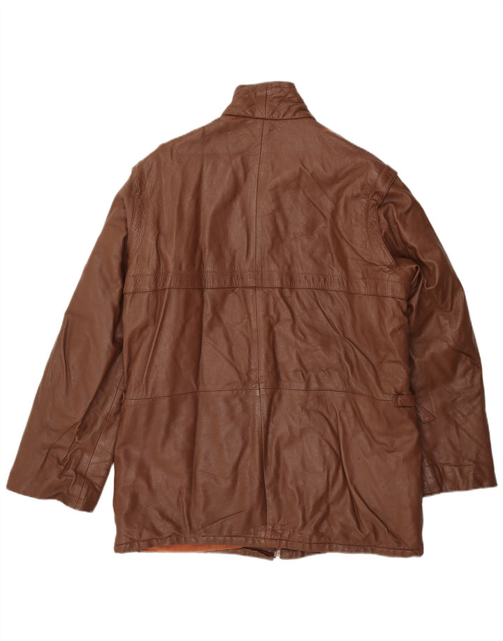 Giacca in pelle vintage da uomo IT 54 2XL Pelle marrone