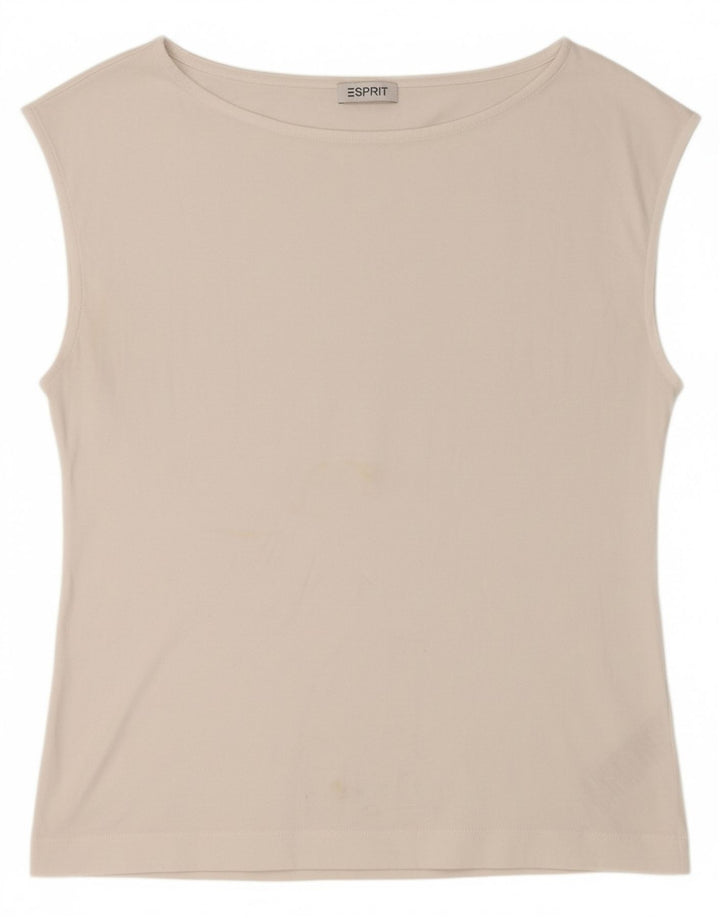 Colete feminino ESPRIT UK 16 grande algodão branco