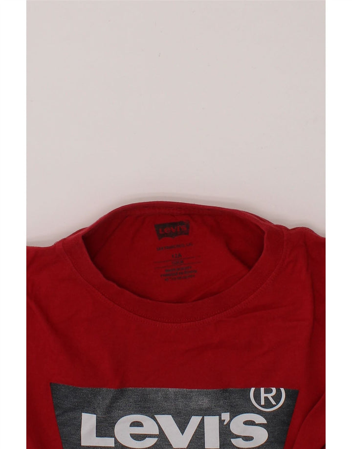LEVI'S Boys Graphic T-Shirt Top 11-12 Years Red Vintage Levi's and Second-Hand Levi's from Messina Hembry 