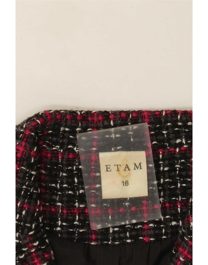 Etam Damen-Blazerjacke mit 4 Knöpfen, UK 16, groß, schwarz kariert, Viskose