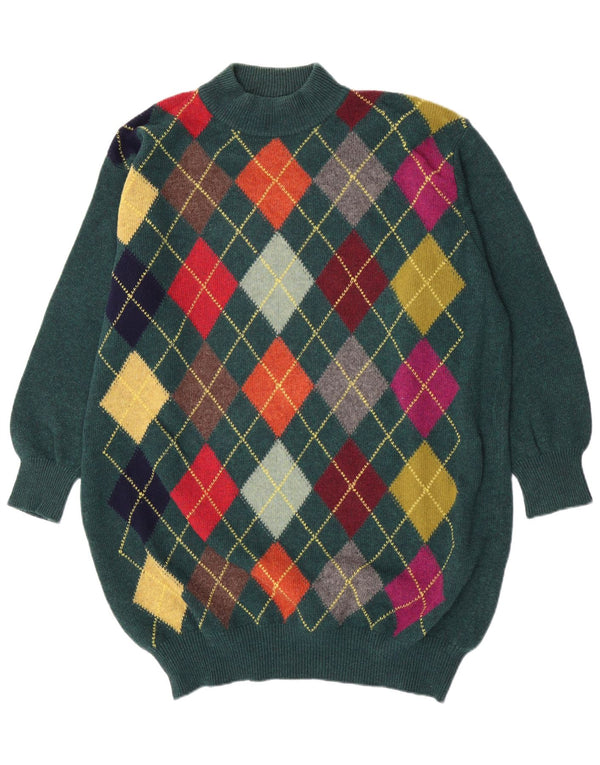Benetton Womens Oversized Turtle Neck Jumper Sweater IT 48 XL Green