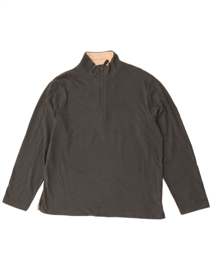 Marks & Spencer Herre Blue Harbor Zip Neck Top Langærmet Stor Grøn