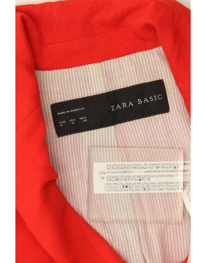 Jaqueta blazer feminina Zara com 1 botão Reino Unido 12 viscose vermelha média