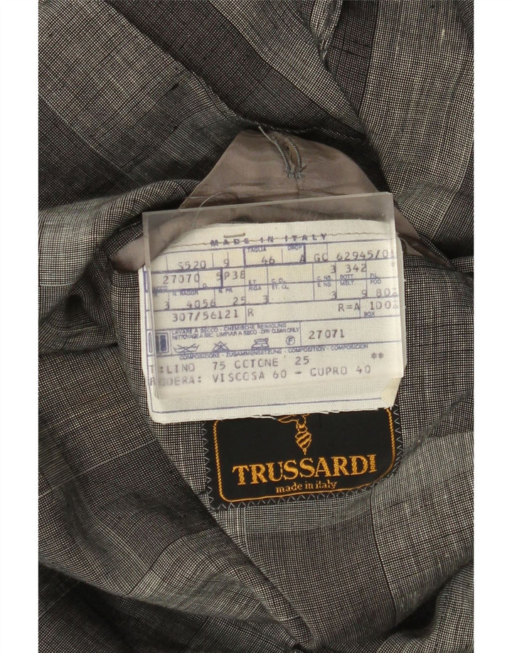 Trussardi Veste Blazer 2 Boutons Homme IT 46 Petit Carreau Gris Lin