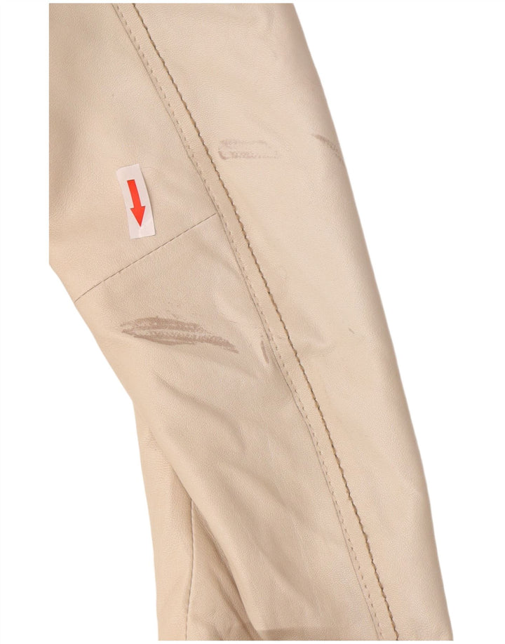 veste blazer en cuir crop femme vintage UK 8 Petit Beige