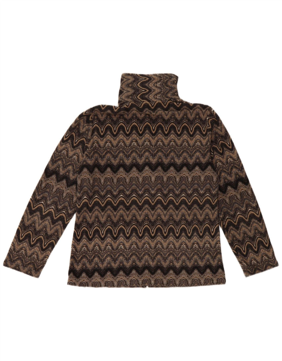 VINTAGE Womens Fleece Jacket IT 48 XL Multicoloured Chevron Polyester
